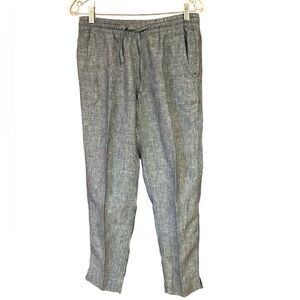 LLBean Premium Washable Linen Blue Pull-on Ankle Pants Size 4
